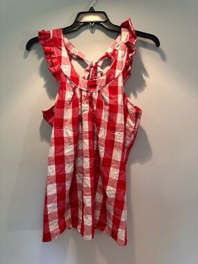 Too Hot Red and White Checkered Sleeveless Top
